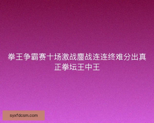拳王争霸赛十场激战鏖战连连终难分出真正拳坛王中王